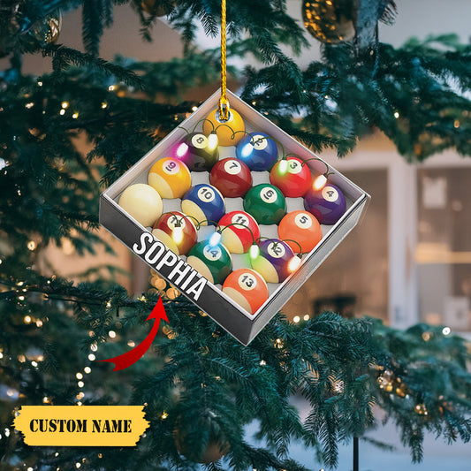 Personalized Billiards Pool Christmas Acrylic Ornaments4, Ornament Decoration, Ornament For Gift, Ornament Christmas