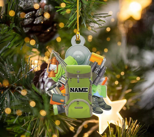 Personalized Camping Backpack Christmas Ornament, Camper Adventure Xmas Ornament 3434, Ornament Decoration, Ornament For Gift, Ornament Christmas