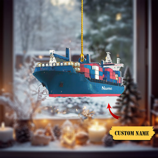 Personalized Cargo Ship Ornament, Xmas Cargo Ship Ornament, Xmas Car Ornament, Ornament Decoration, Ornament For Gift, Ornament Christmas