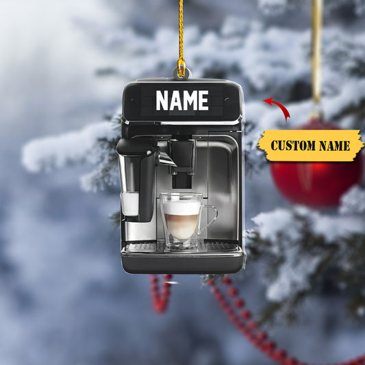 Personalized Coffee Machine Car Ornament, Coffee Barista Christmas Ornament 3, Ornament Decoration, Ornament For Gift, Ornament Christmas
