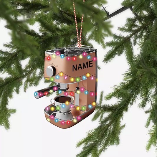 Personalized Coffee Machine Car Ornament, Coffee Barista Christmas Ornament, Ornament Decoration, Ornament For Gift, Ornament Christmas