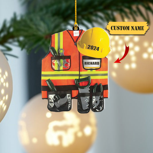 Personalized Construction Ornament Construction Worker Christmas Ornaments Construction Hard Hat Ornament Xmas Construction Worker Gifts Constru, Ornament Decoration, Ornament For Gift, Ornament Christmas