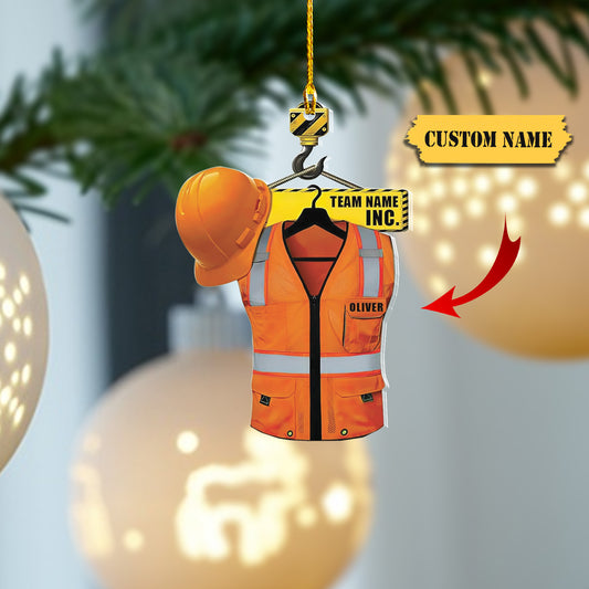 Personalized Construction Ornament Construction Worker Christmas Ornaments Construction Hard Hat Ornament Xmas Construction Worker Gifts4545, Ornament Decoration, Ornament For Gift, Ornament Christmas