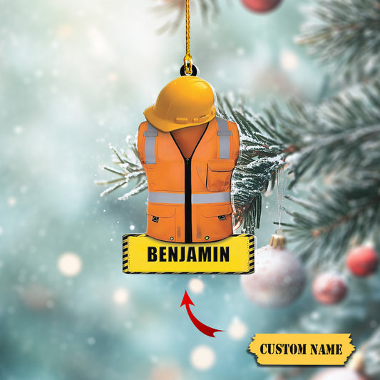 Personalized Construction Ornament Construction Worker Christmas Ornaments Construction Hard Hat Ornament Xmas Construction Worker Gifts787, Ornament Decoration, Ornament For Gift, Ornament Christmas