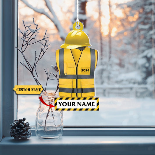 Personalized Construction Worker Christmas Ornament, Personalized Ornament Excavator Christmas Tree Ornament 2, Ornament Decoration, Ornament For Gift, Ornament Christmas