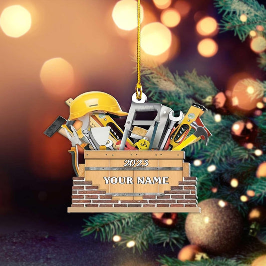 Personalized Construction Worker Christmas Ornament, Personalized Ornament Excavator Christmas Tree Ornament 4, Ornament Decoration, Ornament For Gift, Ornament Christmas