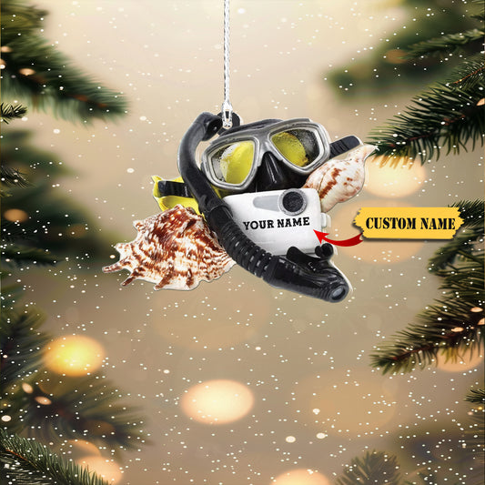 Personalized Diver Snorkel Ornament, Scuba Diving Ornament, Scuba Diver Ornament, Ornament Decoration, Ornament For Gift, Ornament Christmas