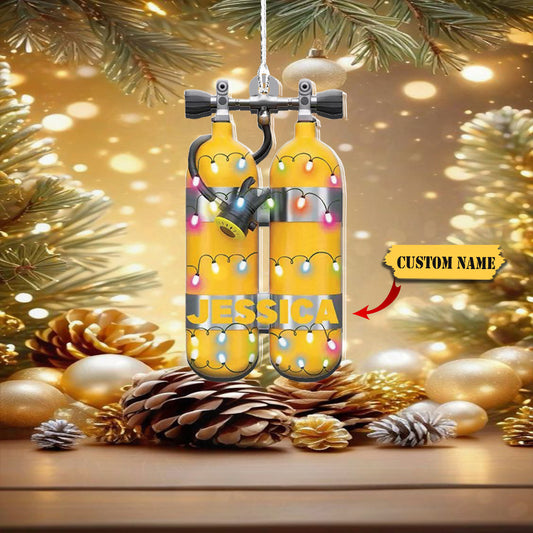 Personalized Diving Tank Ornament, Scuba Diving Ornament, Scuba Diver Ornament, Ornament Decoration, Ornament For Gift, Ornament Christmas