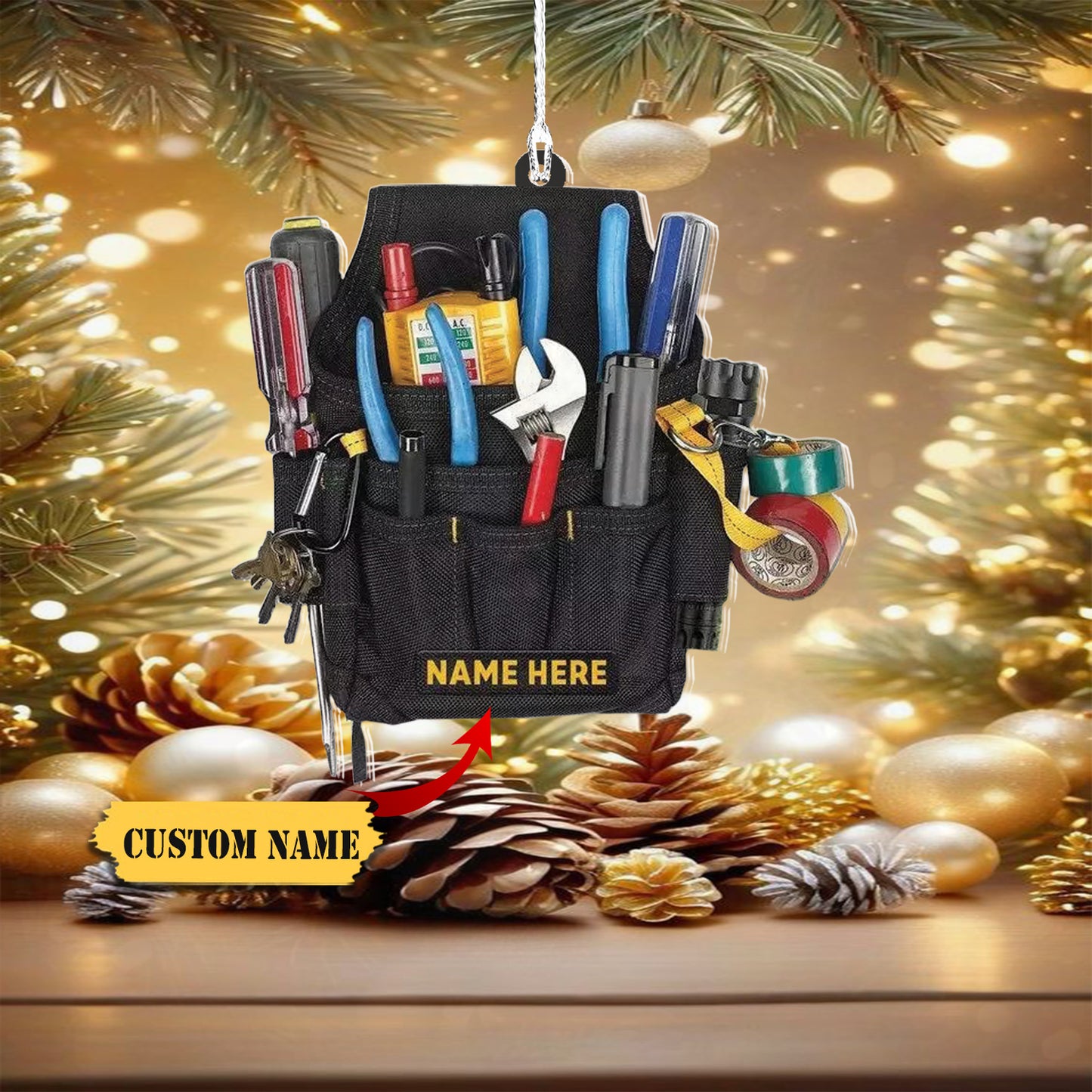 Personalized Electrician Tool Bag Christmas Ornament Tool Bag Ornament Electri, Ornament For Him, Gift For Him, Ornament Christmas