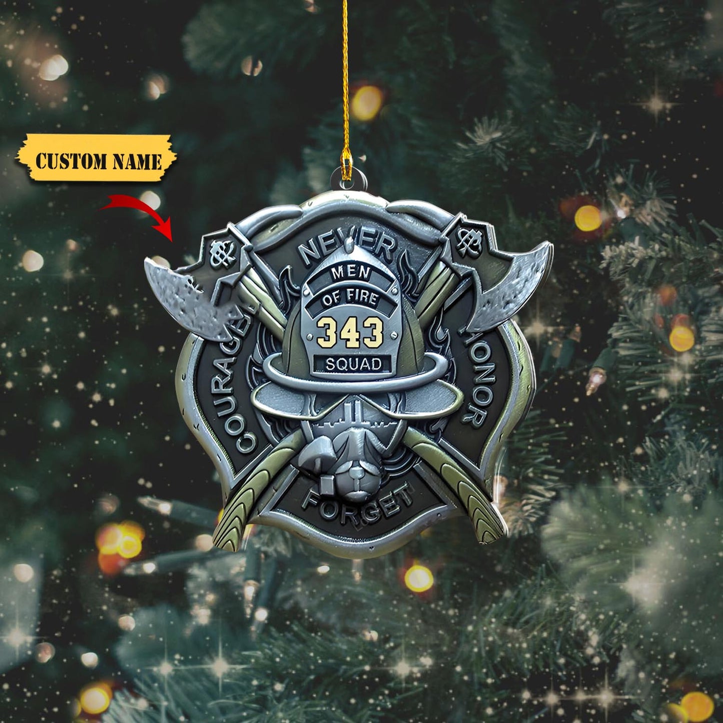 Personalized Firefighter Number Shape Ornament, Ornament Decoration, Ornament Christmas