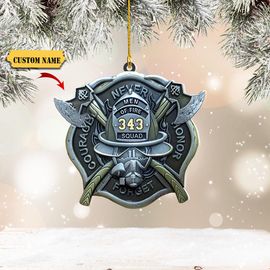 Personalized Firefighter Number Shape Ornament, Ornament Decoration, Ornament Christmas
