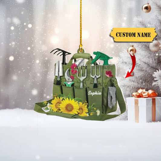 Personalized Gardening Girl Carry Bag Acrylic Ornament, Christmas Gift for56756755, Ornament Decoration, Ornament For Gift, Ornament Christmas