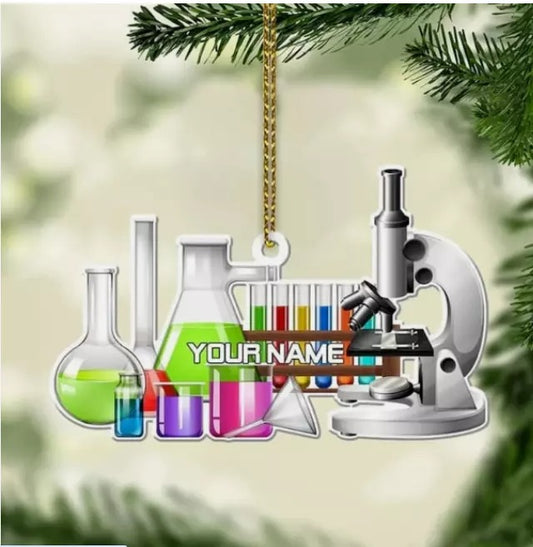 Personalized Glass Chemistry Ornament, Biological Science Flat Acrylic9998, Ornament Decoration, Ornament For Gift, Ornament Christmas