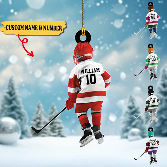 Personalized hockey acrylic Ornament for kids-gift for hockey lovers acrylic Ornament 1, Ornament Decoration, Ornament For Gift, Ornament Christmas