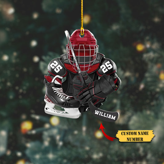 Personalized Hockey Equipment Christmas Shape Acrylic Ornament, Gift For Hockey Lover Hockey Players, Ornament Decoration, Ornament For Gift, Ornament Christmas