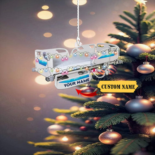 Personalized Hospital Bed Christmas Car Ornament Doctor Nurse Christmas Gift De, Ornament Decoration, Ornament For Gift, Ornament Christmas