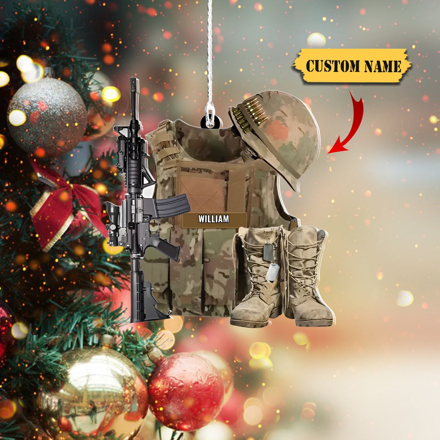 Personalized Military Uniform Car Ornament - Gift Idea For Veterans Soldier Gift, Ornament For Him, Gift For Him, Ornament Christmas