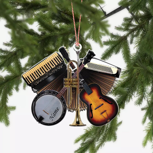 Personalized Music Instruments Car Ornament, Musician Christmas Ornament Gift, Ornament Decoration, Ornament For Gift, Ornament Christmas