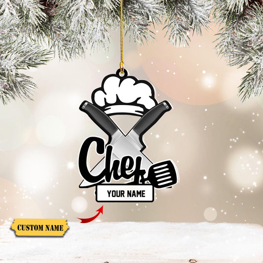 Personalized name Chef Ornaments, Custom Christmas Ornament for Chef, Ornament Decoration, Ornament For Gift, Ornament Christmas