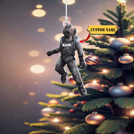 Personalized Name Scuba Diver 2D Flat Acrylic Orrnament Scuba Diving Christmas, Ornament Decoration, Ornament For Gift, Ornament Christmas