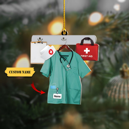 Personalized Nurse Uniform Custom Shaped Acrylic Ornament, Nurse Christmas Ornament Gift, Ornament Decoration, Ornament For Gift, Ornament Christmas