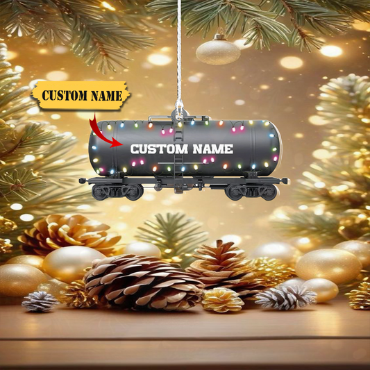 Personalized Oil Railway Cistern Ornament, Railroader Ornament, Locomotive Xmas, Ornament Decoration, Ornament For Gift, Ornament Christmas