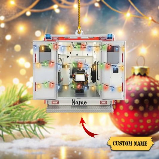 Personalized paramedics van, ambulance Christmas Ornament, Christmas decor, Medical Equipment Aid Ornament, Flat 2D, Ornament Decoration, Ornament For Gift, Ornament Christmas