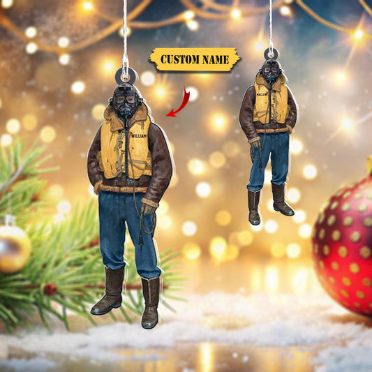 Personalized Pilot Jacket Custom Shaped Acrylic Ornament for Pilot4, Ornament Decoration, Ornament For Gift, Ornament Christmas