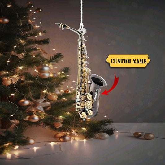 Personalized Saxophone Ornament, Saxophone Christmas Ornament, Saxophone Player, Ornament Decoration, Ornament For Gift, Ornament Christmas