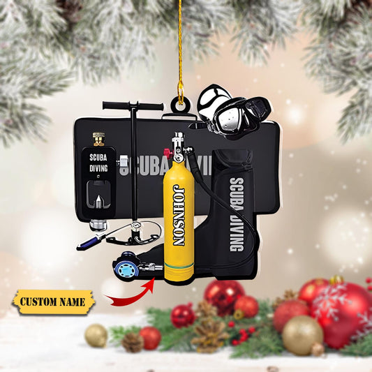 Personalized Scuba Diving Christmas Ornament, Scuba Diving Ornament, Scuba Diving Custom Name_Style 2_Pack 10 12, Ornament Decoration, Ornament For Gift, Ornament Christmas