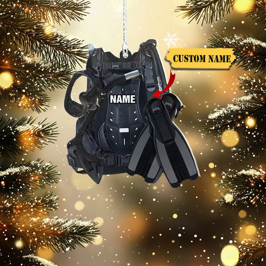 Personalized Scuba Diving Equipment Ornament, Custom Name Flat Acrylic Ornament564344, Ornament Decoration, Ornament For Gift, Ornament Christmas