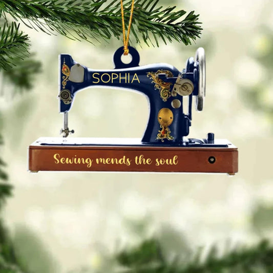 Personalized Sewing Machine Custom Name Ornament, Sewing Ornament, Christmas Birthday Gift for Mom Women, Sewing Ornaments for Christmas Tree45, Ornament Decoration, Ornament For Gift, Ornament Christmas