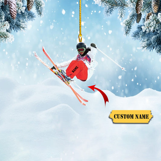 Personalized Skiing Acrylic 2D Flat Ornament, Snowboard Ornaments for Christmas Tree, Skier Gift for Xmas 2023, Snow Skiing Ornament2334, Ornament Decoration, Ornament For Gift, Ornament Christmas