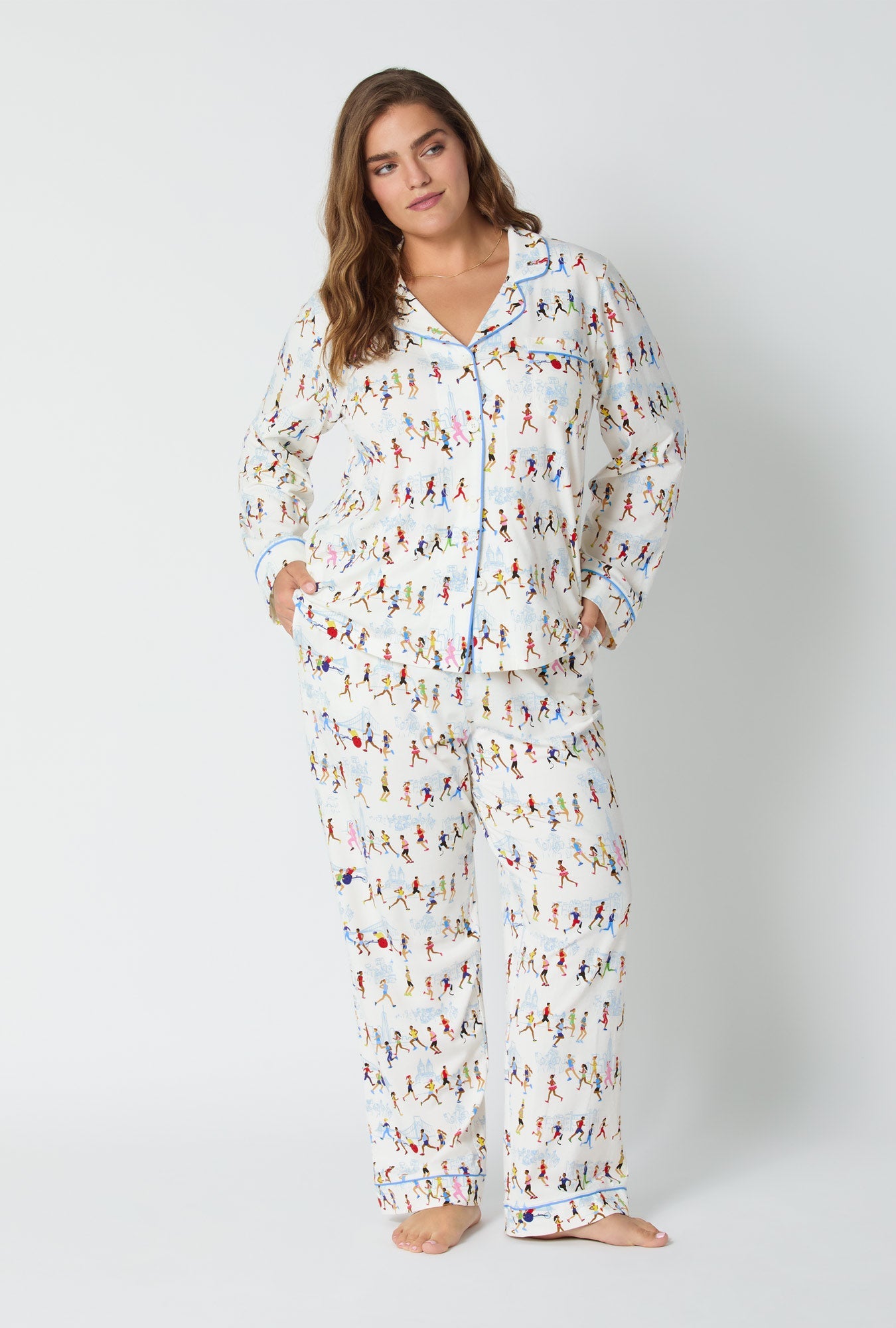 Run NYC Run Long Sleeve Classic Stretch Jersey Pj Set