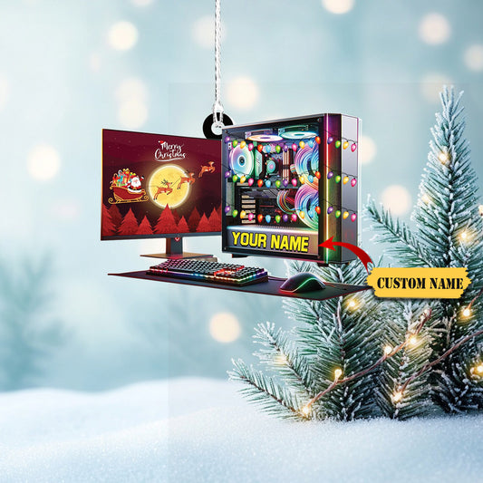 Podagree Personalized Name PC Computer Ornament Christmas, Shape Flat Christmas Ornament for Gamer, Gaming Gamer Christmas Ornament Gift for Boys345435, Ornament Decoration, Ornament For Gift, Ornament Christmas