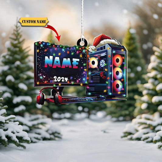 Podagree Personalized Name PC Computer Ornament Christmas, Shape Flat Christmas Ornament for Gamer, Gaming Gamer Christmas Ornament Gift for Boys44, Ornament Decoration, Ornament For Gift, Ornament Christmas