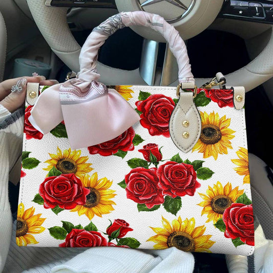 Leather Bag Blooming Elegance