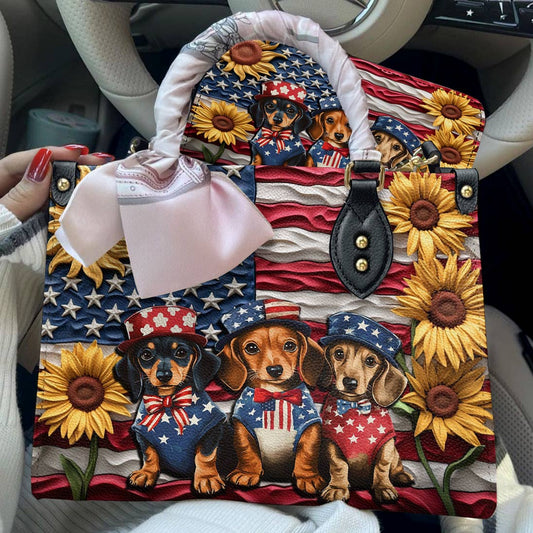 Dachshund Leather Bag Doxies for America