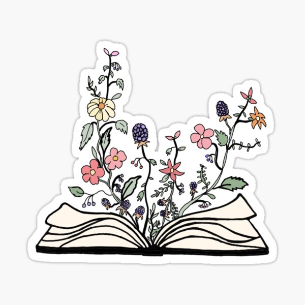 flowers growing from book Sticker