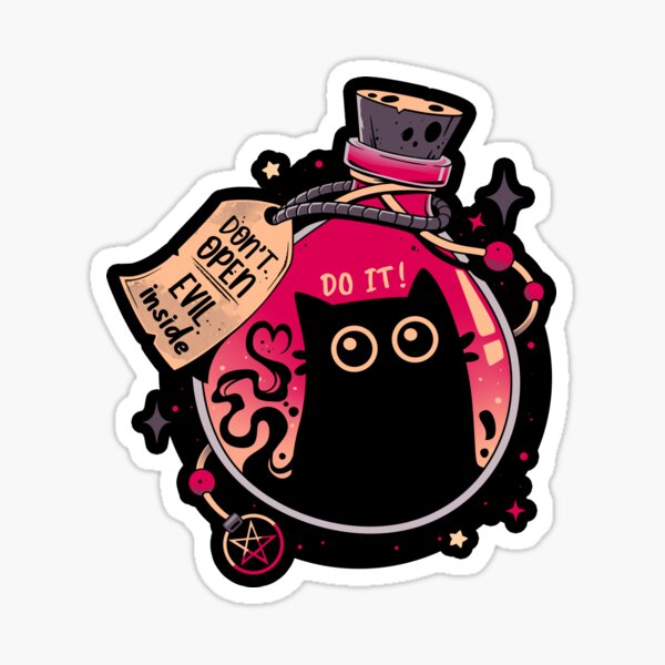 Bottled Menace - Evil Black Cat Sticker