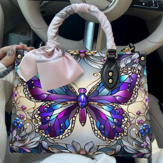 Leather Bag Mosaic Butterfly