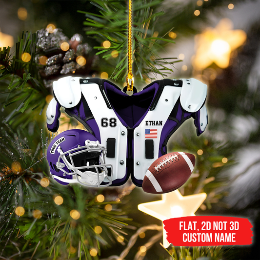 Personalized Football American Ornament 2023, Shoulder Pads and Helmet Football Vest Ornament US Football Uniform Ornament Christmas Hanging