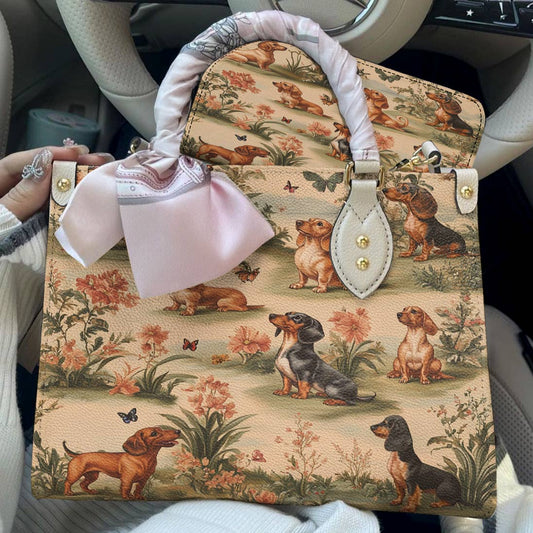 Dachshund Leather Bag Whimsy Meadow Hounds