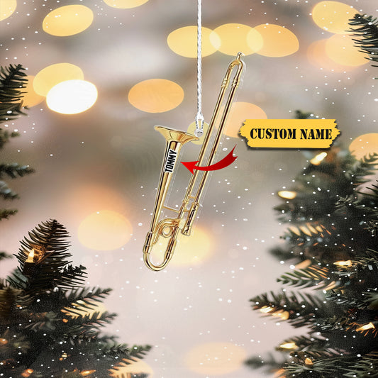 Trombone Instrument Flat Ornament for Trombone Players Musical Instrument Ornam, Ornament Decoration, Ornament For Gift, Ornament Christmas