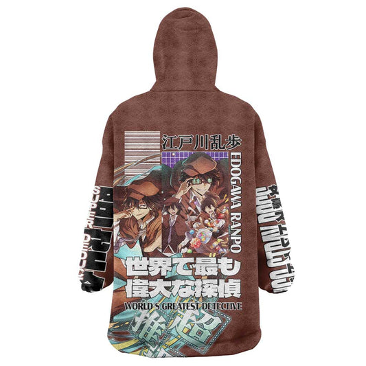 Edogawa Ranpo Bungou Stray Dogs Wearable Blanket Hoodie Japan Anime Style TS04