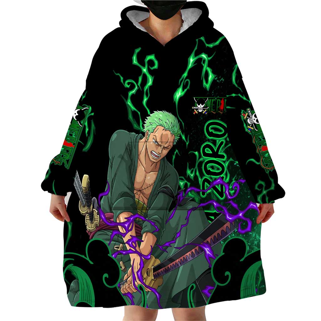 Roronoa Zoro - One Piece Wearable Blanket Hoodie Haki Pattern Anime Style TS04