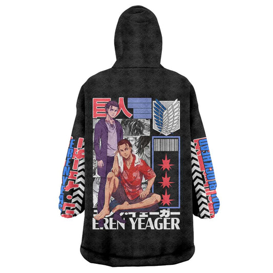 Eren Yeager V2 Attack on Titan Wearable Blanket Hoodie Japan Anime Style TS04