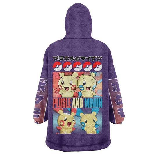 Plusle and Minun Poke Wearable Blanket Hoodie Japan Anime Style TS04