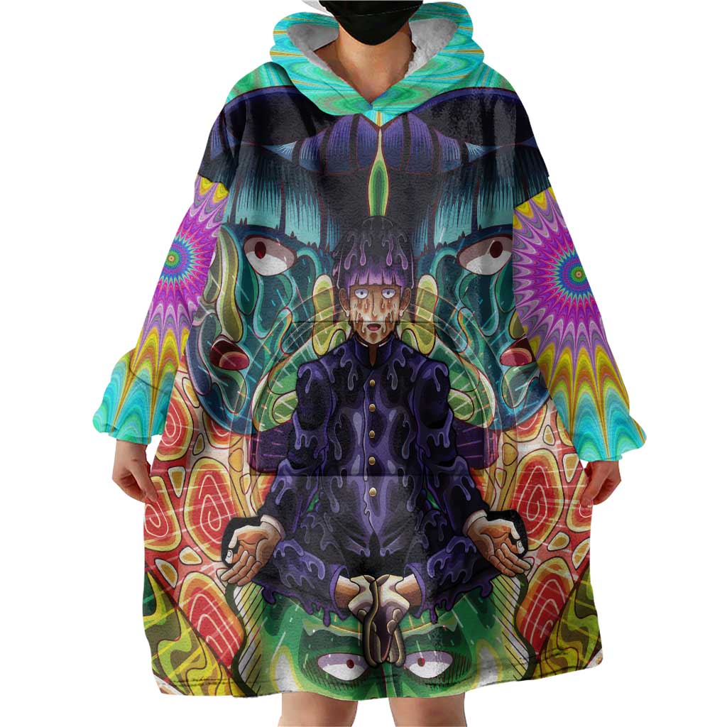 Trippy Meditating Shigeo Kageyama Mob Psycho 100 Wearable Blanket Hoodie Trippy Mix Anime Style TS04