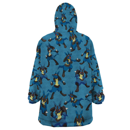 Lucario Pattern Style Wearable Blanket Hoodie TS04